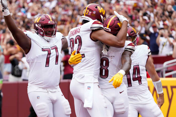 Brian Robinson Jr. Logan Thomas Sam Howell Saahdiq Charles